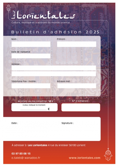 Bulletin d'adhsion 2025 